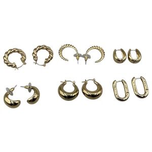 ALLHLA Jewelry 6 Pairs 14K Gold Plated Hoop Earrings  Chunky Hoop Earrings